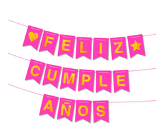 Banderin Feliz Cumpleaños Rosa Fluo 3348-98-2