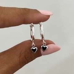 Aros Corazón Mini Negro