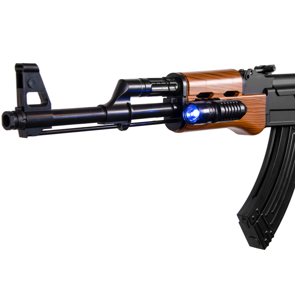 Rifle Fusil Airsoft Ak47 Replica Resorte Laser Linterna dispara 6