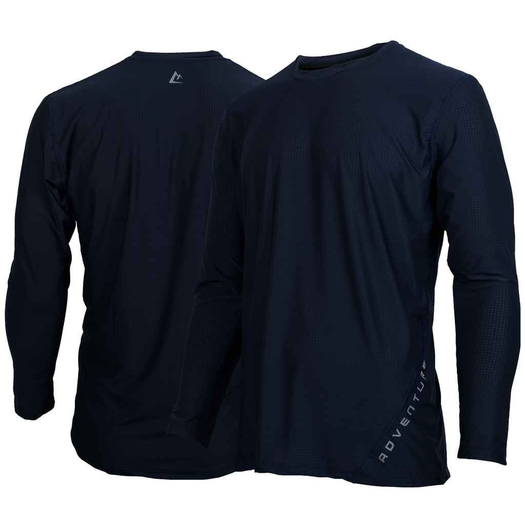 Remera deportiva manga largar azul