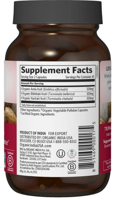 Triphala Organic India - 90 cápsulas - comprar online