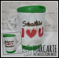 Mug Oreja Corazón Tapa Silicona