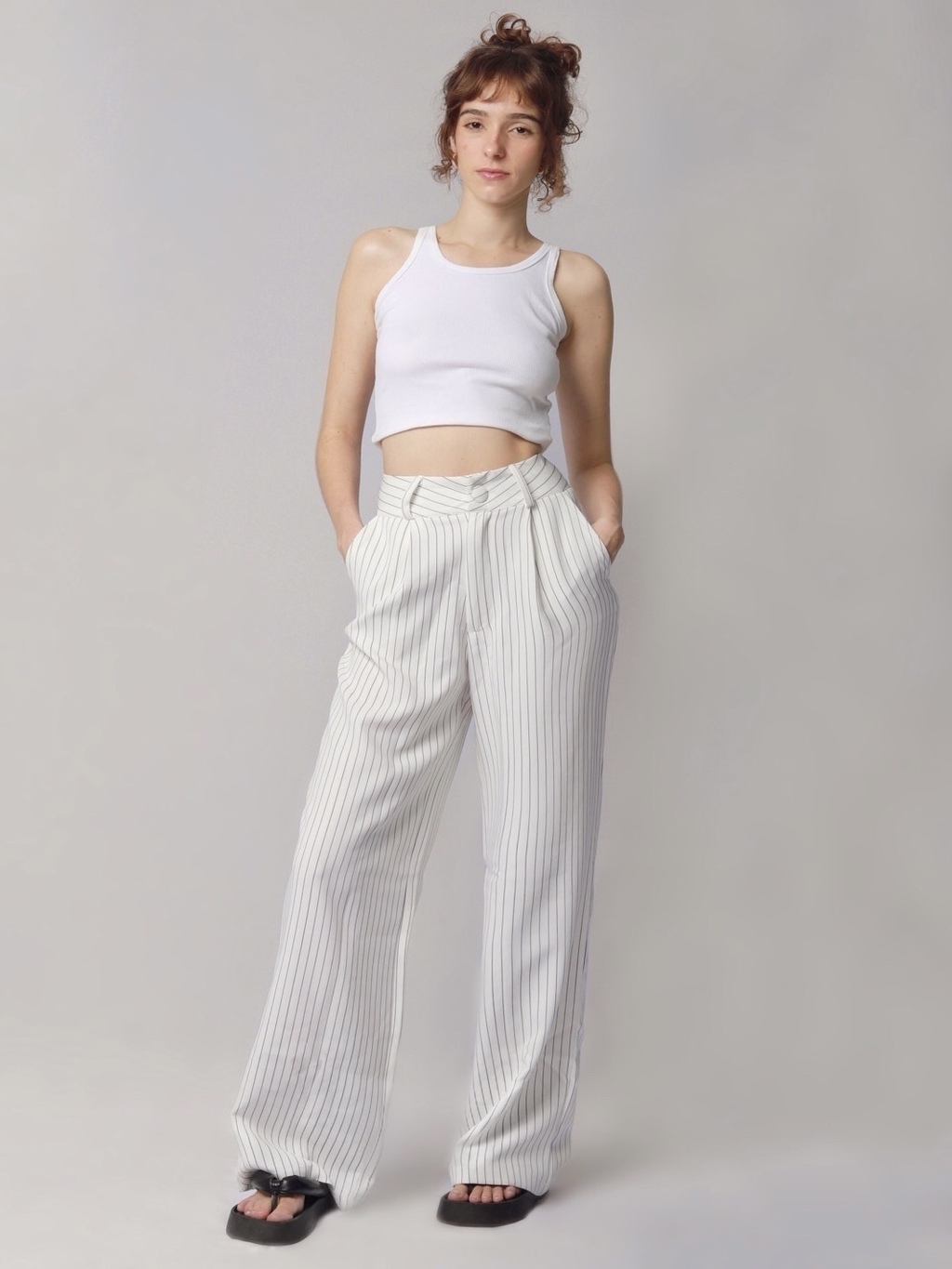 Calça hotsell alfaiataria listrada