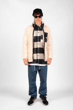 JACKETS FLEECE BEIGE/NEGRO