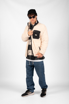 JACKETS FLEECE BEIGE/NEGRO - comprar online