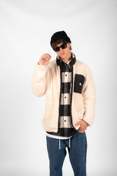 JACKETS FLEECE BEIGE/NEGRO