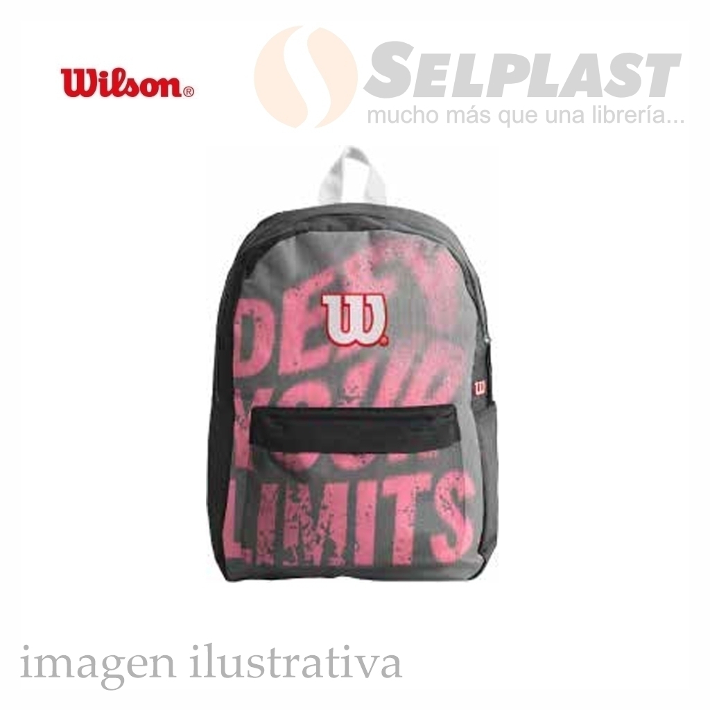 MOCHILA URBAN 14 WILSON 65.010519 GRIS LETRAS ROSA CR.52428