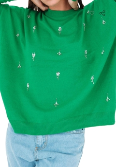 Sweater bordado a mano florcitas (ARA759) - comprar online