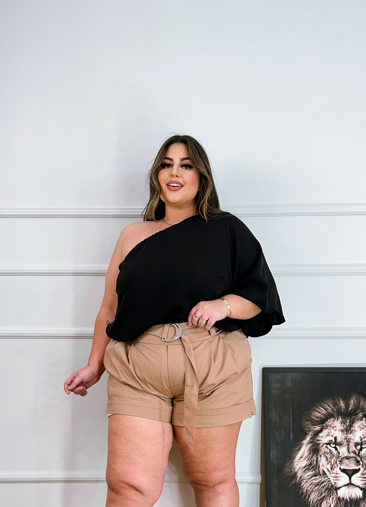 Shorts Feminino Plus Size Cáqui