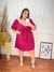 Vestido Curto Plus Size com Amarração no Busto Vinho