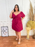 Vestido Curto Plus Size com Amarração no Busto Vinho