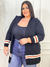 Cardigan Plus Size Preto com Listras