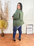 Cardigan Plus Size Assimétrico Verde