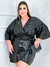 Vestido Curto Plus Size Paetê Preto