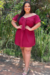 Vestido Curto Plus Size com Amarração no Busto Vinho