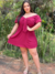 Vestido Curto Plus Size com Amarração no Busto Vinho