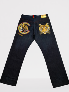 Pantalon Jeans Ancho Importado Bordado Vintage Tigre