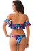 Biquíni Areia Branca Resort Cropped Ciganinha Floral estampado azul