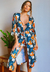 Saída de Praia Areia Branca Yacht Kimono Floral Azul