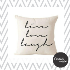 Almohadon Crudo LIVE LOVE LAUGH (40X40 cm)