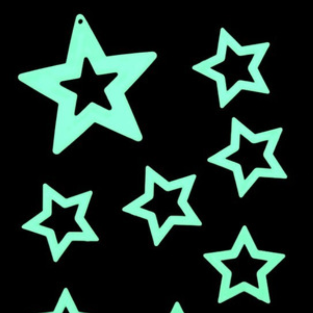 Figuras Adhesivas Fluorescentes Para Pared Techo Estrellas Blister