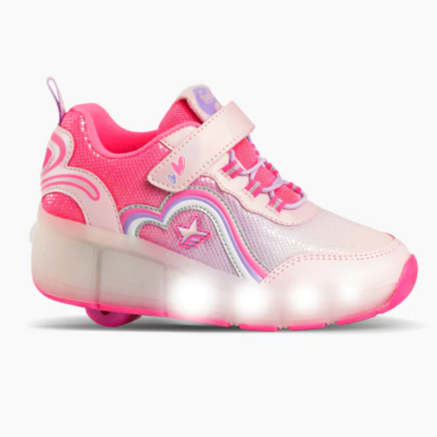 Zapatillas Footy Roller Corazones Rosa Con Luces Led Recargable ROLL647