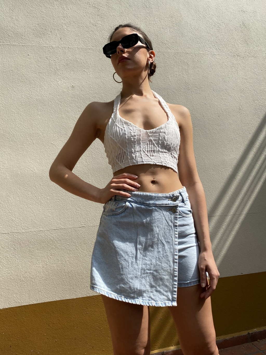 Short pollera de jeans hotsell