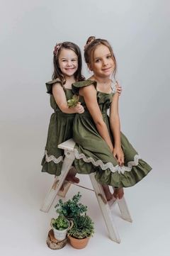 Vestido Verde Linho e Algodão - Mayla - Laços da Antonella