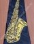 Gravata Tradicional - Preta com Sax Alto Dourado - COD: KB161 na internet