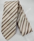 Gravata Skinny - Bege Claro Fosco com Linhas Diagonais Marrom em Degradê - COD: GBC20