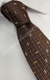Gravata Skinny - Marrom Chocolate Quadriculada Detalhada com Traços Creme e Laranja - COD: MH312 - Império das Gravatas