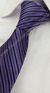 Gravata Espelhada - Roxa Escura Detalhada com Linhas Pretas em Diagonal - COD: PX465 - Império das Gravatas