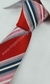 Gravata Skinny - Vermelho Escuro com Diagonais em Azul Marinho, Rosê e Branco - COD: KL630 - Império das Gravatas