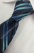Gravata Skinny - Preta Fosca com Linhas Azuis em Degradê - COD: MH320 - Império das Gravatas