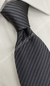 Gravata Skinny - Cinza Chumbo Fosco com Listras Diagonais - COD: KC324 - Império das Gravatas
