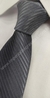 Gravata Skinny - Cinza Chumbo Acetinado Detalhado com Linhas Diagonais - COD: CCA21 - Império das Gravatas