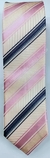 Gravata Semi Slim - Rosê Claro com Linhas Diagonais Detalhadas em Rosa Claro e Azul Marinho - COD: HB183 - comprar online
