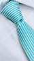 Gravata Skinny - Azul Tifanny Claro com Linhas Escuras Verticais - COD: AG3001 - Império das Gravatas