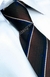 Gravata Skinny - Marrom Escuro com Riscas Diagonais em Azul Marinho, Bege e Preto - COD: KL626 - Império das Gravatas