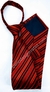 Gravata Tradicional de Zíper - Vermelho Escuro com Riscas Pretas e Vermelhas na Diagonal - COD: KB02