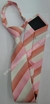 Gravata Skinny de Zíper - Branco Fosco com Listras Rosas na Diagonal - COD: GL136 - Império das Gravatas