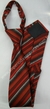 Gravata Skinny de Zíper - Vermelho Escuro Fosco com Riscas Brancas, Vermelhas e Vinho na Diagonal - COD: VBV77