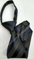 Gravata de Zíper Infantil - Preto Fosco Degradê com Risca Azul Marinho na Diagonal - COD: POK4