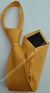 Gravata de Zíper Juvenil - Laranja Claro Suave Acetinado com Riscas Amarelas - COD: KIZ41
