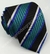 Gravata Skinny - Preto Fosco e Azul Tifanny Escuro com Listra Azul Royal e Branca - COD: PH159 na internet