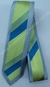Gravata Slim Fit Toque de Seda - Azul Claro Suave Acetinado com Riscas Verdes e Azuis - COD: TRAX21