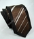 Gravata Slim Fit Toque de Seda - Marrom Escuro Fosco com Faixa Vertical Marrom Chocolate e Riscas Brancas - COD: PX502 - loja online