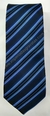 Gravata Skinny - Azul Marinho com Riscas Pretas e Azuis na Diagonal - COD: BLEU25 - comprar online