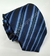 Gravata Skinny - Azul Marinho com Riscas Pretas e Azuis na Diagonal - COD: BLEU25 na internet