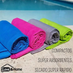 Celeste Toallon De Secado Rapido Liso Grande Super Absorbente 70x140 - tienda online